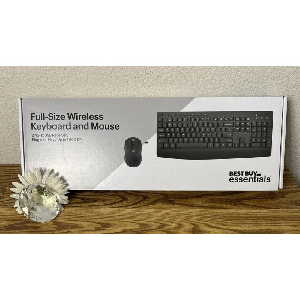 Best Buy Essentials Wireless Keyboard Mouse Nano USB Receiver Lightly Used